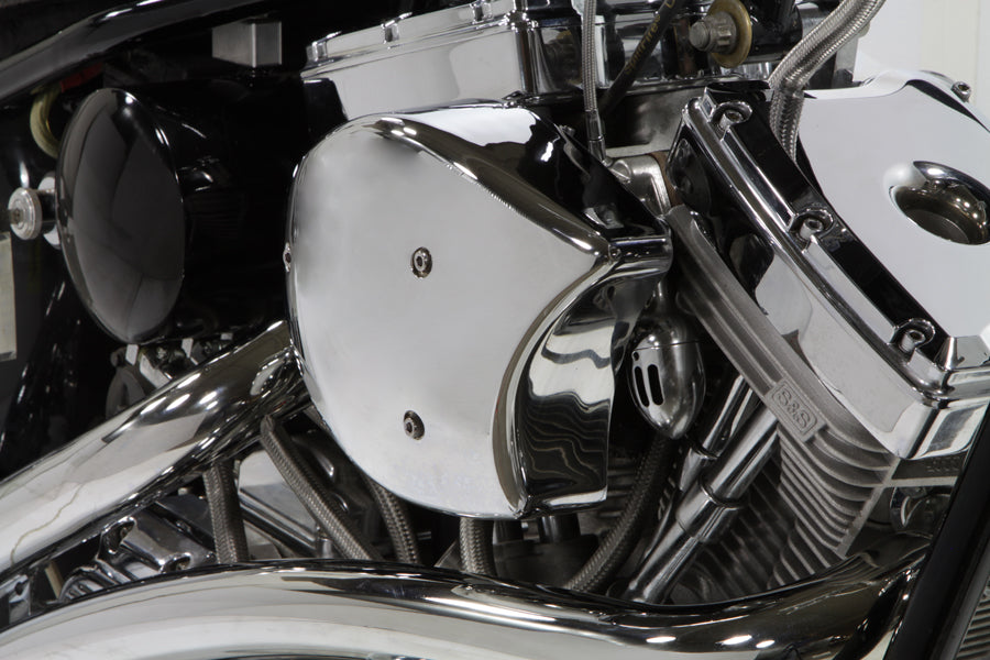 Wyatt Gatling Scoop Air Cleaner Cover Chrome - Steel Construction for Softail S&S Super E Carburetors