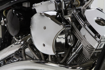 Wyatt Gatling Scoop Air Cleaner Cover Chrome - Steel Construction for Softail S&S Super E Carburetors