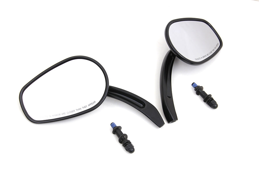 Wyatt Gatling Rectangle Taper Mirror Set with Billet Stems for Harley Davidson 1965-1974