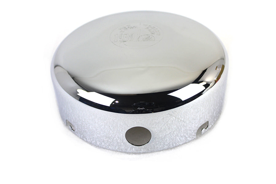 V-Twin 34-0047 Chrome Round Air Cleaner Cover with World's Fair Emblem