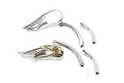 Wyatt Gatling Fireball Mirror Set with Curved Stems for Harley Davidson 1965-1974