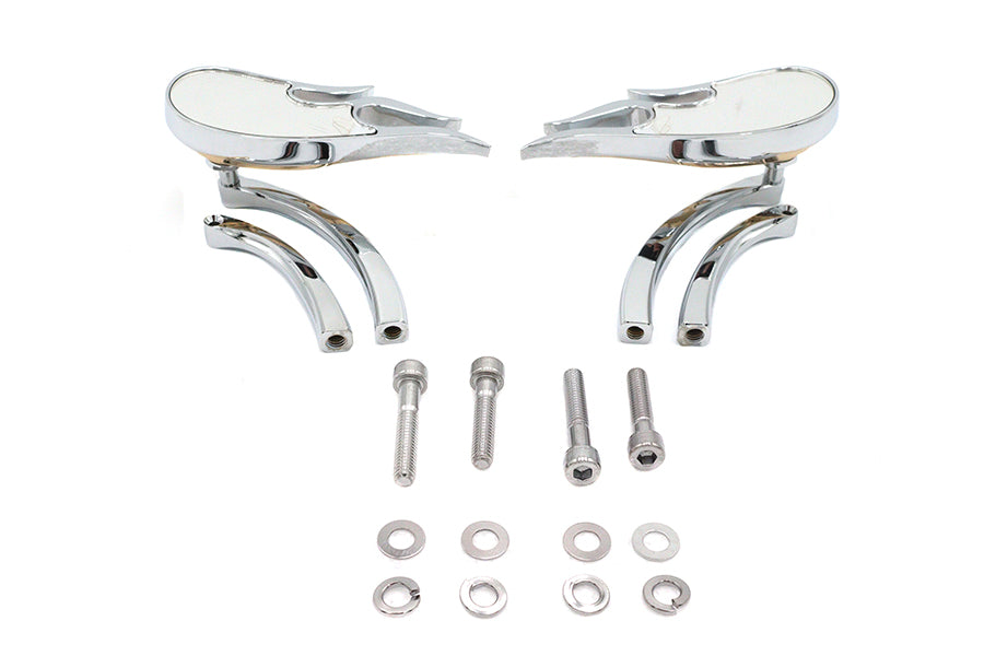 Wyatt Gatling Fireball Mirror Set with Curved Stems for Harley Davidson 1965-1974