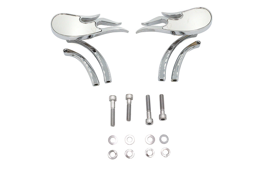 Wyatt Gatling Fireball Mirror Set with Curved Stems for Harley Davidson 1965-1974