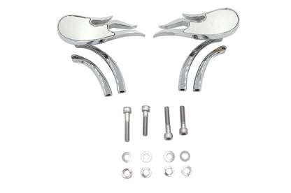 Wyatt Gatling Fireball Mirror Set with Curved Stems for Harley Davidson 1965-1974