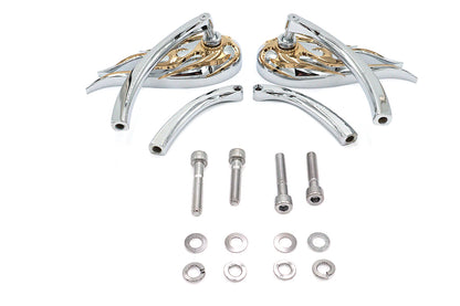 Wyatt Gatling Fireball Mirror Set with Curved Stems for Harley Davidson 1965-1974