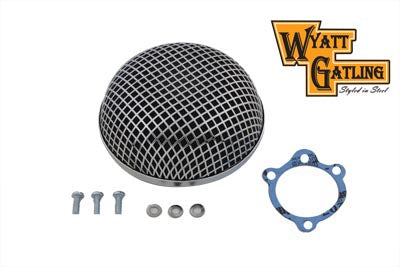 Wyatt Gatling Chrome Round Mesh Air Cleaner for Harley Davidson FL 1972-1981, Part 13142