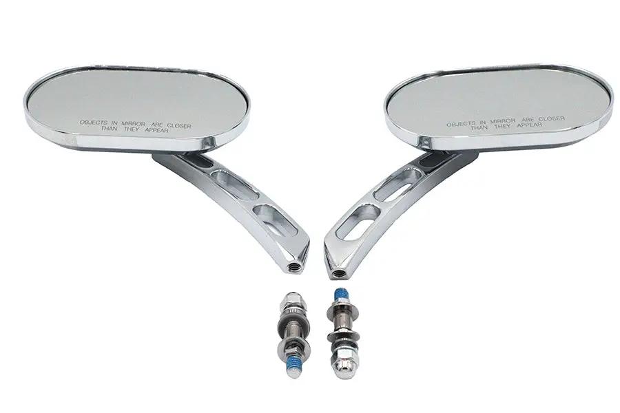 Wyatt Gatling Oblong Mirror Set Chrome Billet for Harley Davidson (Part #60-6232) by Wyatt Gatling