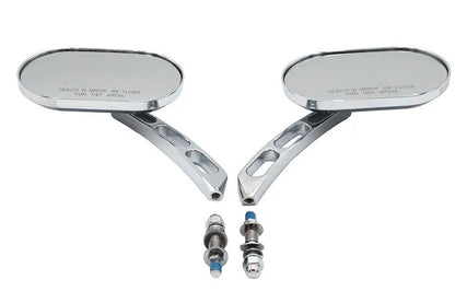 Wyatt Gatling Oblong Mirror Set Chrome Billet for Harley Davidson (Part #60-6232) by Wyatt Gatling