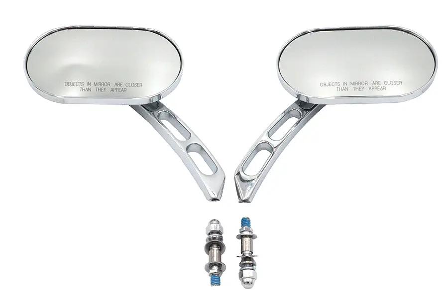 Wyatt Gatling Oblong Mirror Set Chrome Billet for Harley Davidson (Part #60-6232) by Wyatt Gatling