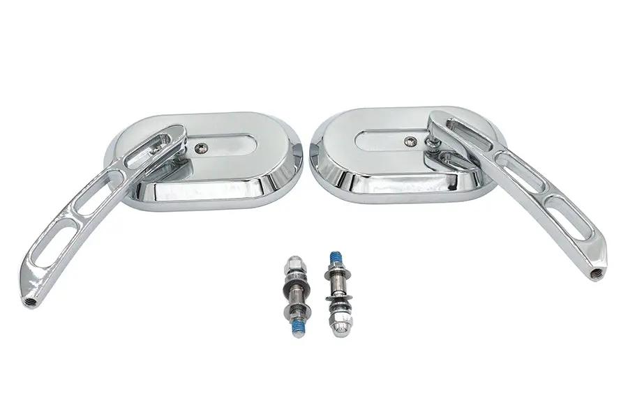Wyatt Gatling Oblong Mirror Set Chrome Billet for Harley Davidson (Part #60-6232) by Wyatt Gatling