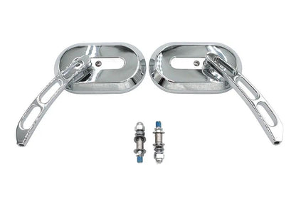Wyatt Gatling Oblong Mirror Set Chrome Billet for Harley Davidson (Part #60-6232) by Wyatt Gatling