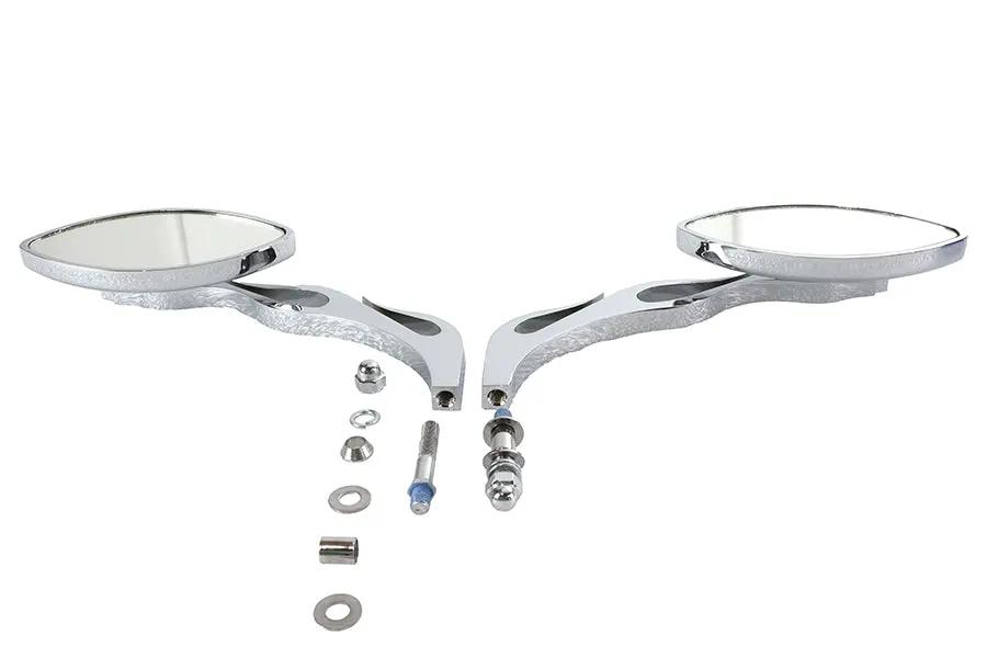Wyatt Gatling Druid Oval Flame Style Mirror Set with Billet Stems for Harley Davidson, 1965-1974 by Wyatt Gatling