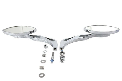 Wyatt Gatling Druid Oval Flame Style Mirror Set with Billet Stems for Harley Davidson, 1965-1974 by Wyatt Gatling