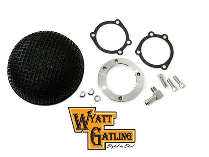 Wyatt Gatling Round Mesh Air Cleaner for Harley Davidson FXST (Black, Part #63362B) by Wyatt Gatling