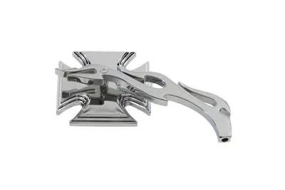 Wyatt Gatling Chrome Maltese Mirror with Billet Flame Stem for Harley Davidson 1965-1974 by Wyatt Gatling
