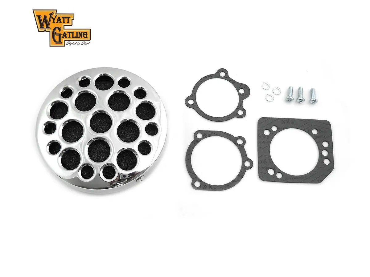 Wyatt Gatling Chrome Drilled CV Air Cleaner for Harley Davidson XL Models by Wyatt Gatling