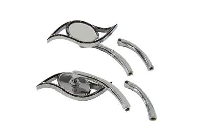 Wyatt Gatling Villain Chrome Mirror Set with Curved Stems for Harley Davidson (Part #76470B4) by Wyatt Gatling