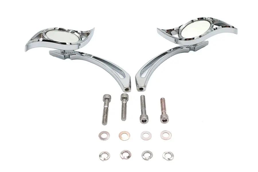 Wyatt Gatling Villain Chrome Mirror Set with Spear Stems for Harley Davidson 1965-1974 by Wyatt Gatling
