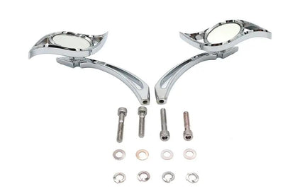 Wyatt Gatling Villain Chrome Mirror Set with Spear Stems for Harley Davidson 1965-1974 by Wyatt Gatling