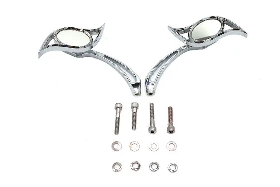 Wyatt Gatling Villain Chrome Mirror Set with Spear Stems for Harley Davidson 1965-1974 by Wyatt Gatling