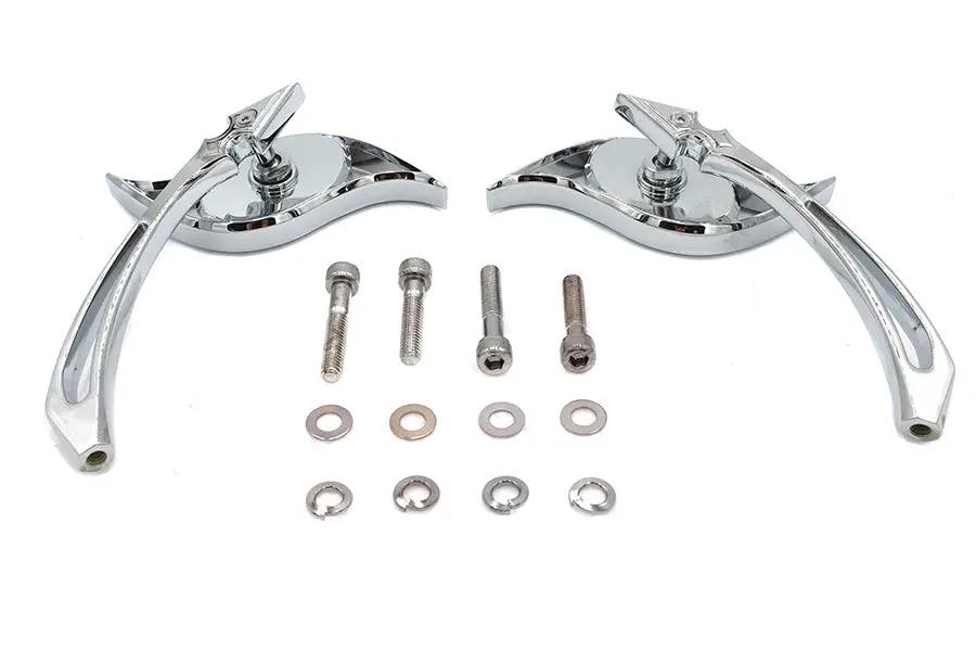 Wyatt Gatling Villain Chrome Mirror Set with Spear Stems for Harley Davidson 1965-1974 by Wyatt Gatling