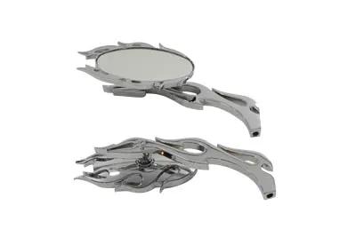 Wyatt Gatling Fireball Mirror Set with Flame Stems for Harley Davidson, Chrome, Part 76807B4 by Wyatt Gatling