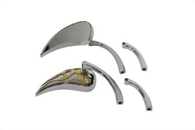 Wyatt Gatling Chrome Billet Teardrop Mirror Set with Gold Flame Inlay for Harley Davidson (Part #76443GB4) by Wyatt Gatling
