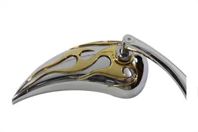 Wyatt Gatling Chrome Billet Teardrop Mirror Set with Gold Flame Inlay for Harley Davidson (Part #76443GB4) by Wyatt Gatling