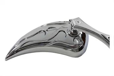 Wyatt Gatling Chrome Billet Teardrop Mirror Set with Flame Style Backs and Diamond Billet Stems for Harley Davidson (Part #76444B4) by Wyatt Gatling