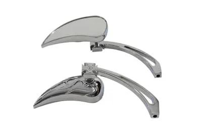 Wyatt Gatling Chrome Billet Teardrop Mirror Set for Harley Davidson (Part #76447B4) by Wyatt Gatling