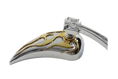 Wyatt Gatling Chrome Billet Teardrop Mirror Set with Gold Flame Inlay for Harley Davidson by Wyatt Gatling