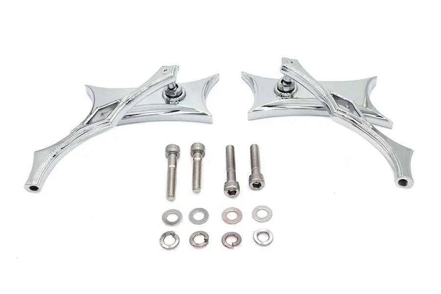 Wyatt Gatling 76546B4 Oblique Mirror Set with Chrome Billet Stems for Harley Davidson (1965-1974) by Wyatt Gatling