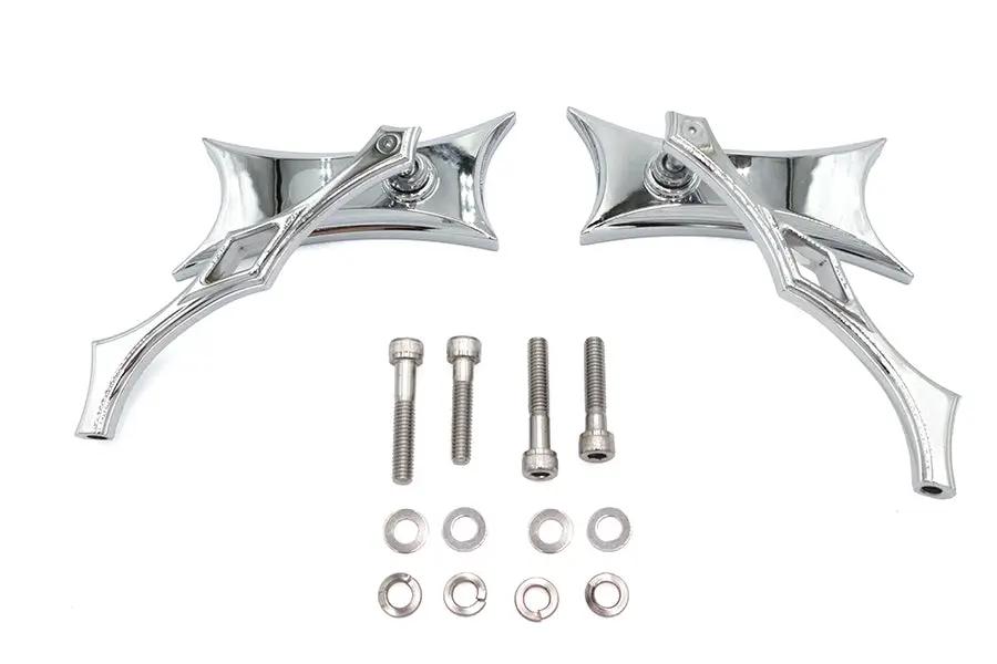 Wyatt Gatling 76546B4 Oblique Mirror Set with Chrome Billet Stems for Harley Davidson (1965-1974) by Wyatt Gatling