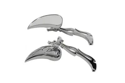 Wyatt Gatling Teardrop Mirror Set Chrome Part 76438B4 for Harley Davidson (1965-1974) by Wyatt Gatling