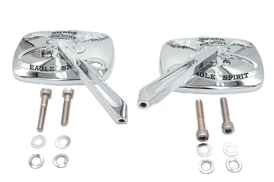Wyatt Gatling Chrome Eagle Spirit Mirror Set for Harley Davidson 1965-1974 by Wyatt Gatling