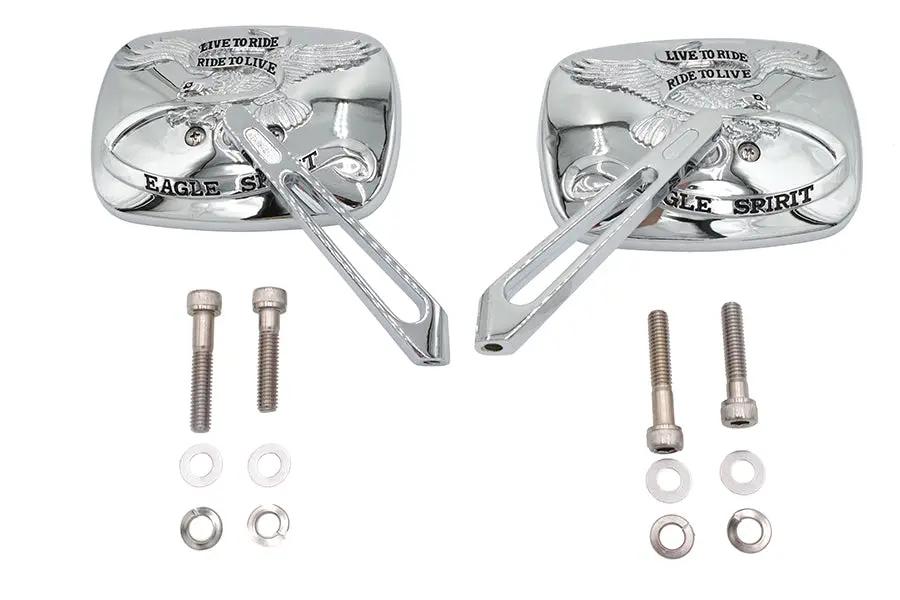 Wyatt Gatling Chrome Eagle Spirit Mirror Set for Harley Davidson 1965-1974 by Wyatt Gatling