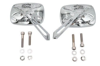 Wyatt Gatling Chrome Eagle Spirit Mirror Set for Harley Davidson 1965-1974 by Wyatt Gatling