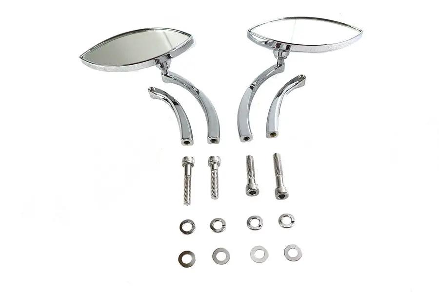 Wyatt Gatling Eagle Eye Mirror Set Billet Chrome with Curved Stems for Harley Davidson 1965-1974 by Wyatt Gatling