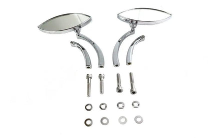 Wyatt Gatling Eagle Eye Mirror Set Billet Chrome with Curved Stems for Harley Davidson 1965-1974 by Wyatt Gatling