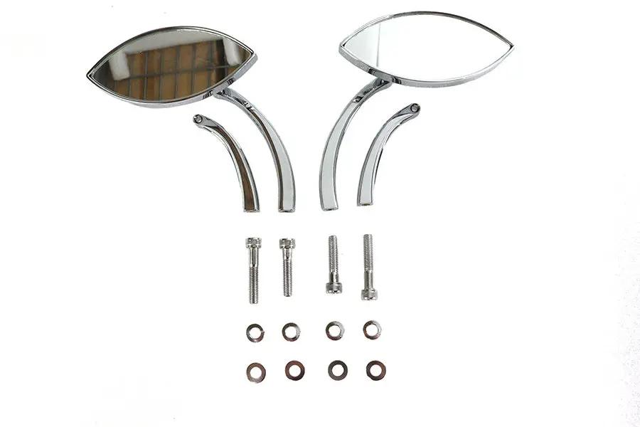 Wyatt Gatling Eagle Eye Mirror Set Billet Chrome with Curved Stems for Harley Davidson 1965-1974 by Wyatt Gatling