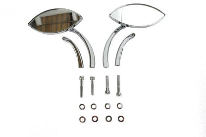 Wyatt Gatling Eagle Eye Mirror Set Billet Chrome with Curved Stems for Harley Davidson 1965-1974 by Wyatt Gatling