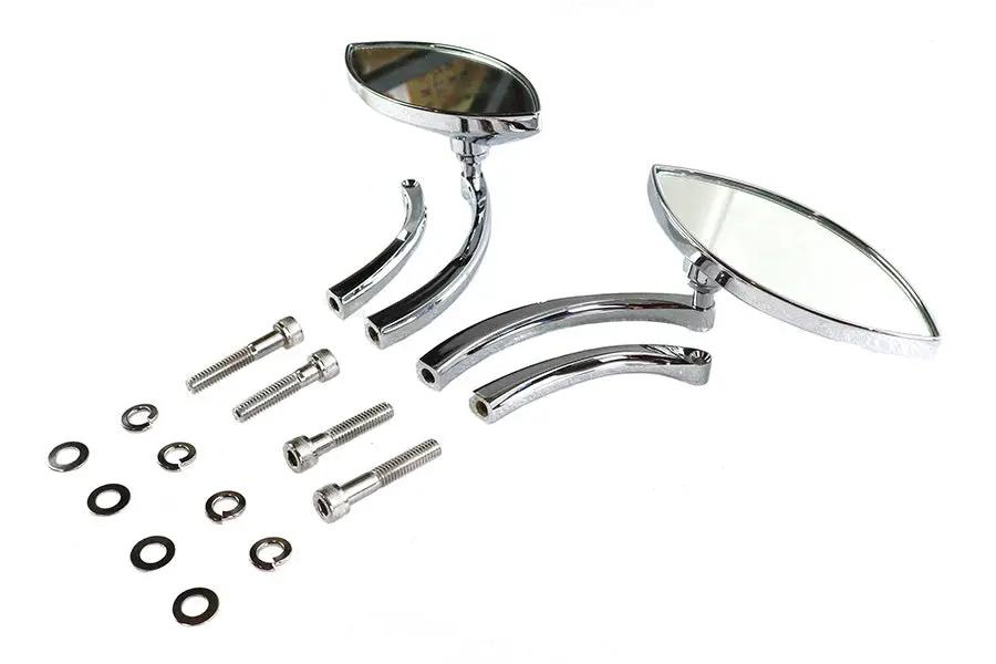 Wyatt Gatling Eagle Eye Mirror Set Billet Chrome with Curved Stems for Harley Davidson 1965-1974 by Wyatt Gatling