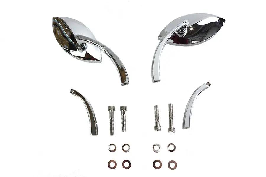 Wyatt Gatling Eagle Eye Mirror Set Billet Chrome with Curved Stems for Harley Davidson 1965-1974 by Wyatt Gatling