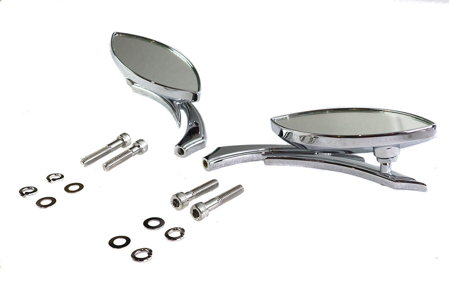 Wyatt Gatling Eagle Eye Mirror Set Billet Chrome with Sickle Stems for Harley Davidson by Wyatt Gatling