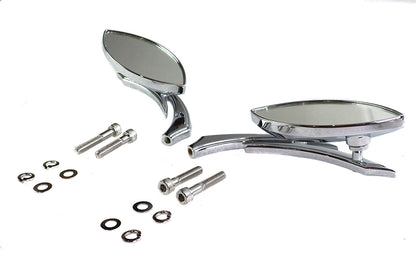 Wyatt Gatling Eagle Eye Mirror Set Billet Chrome with Sickle Stems for Harley Davidson by Wyatt Gatling