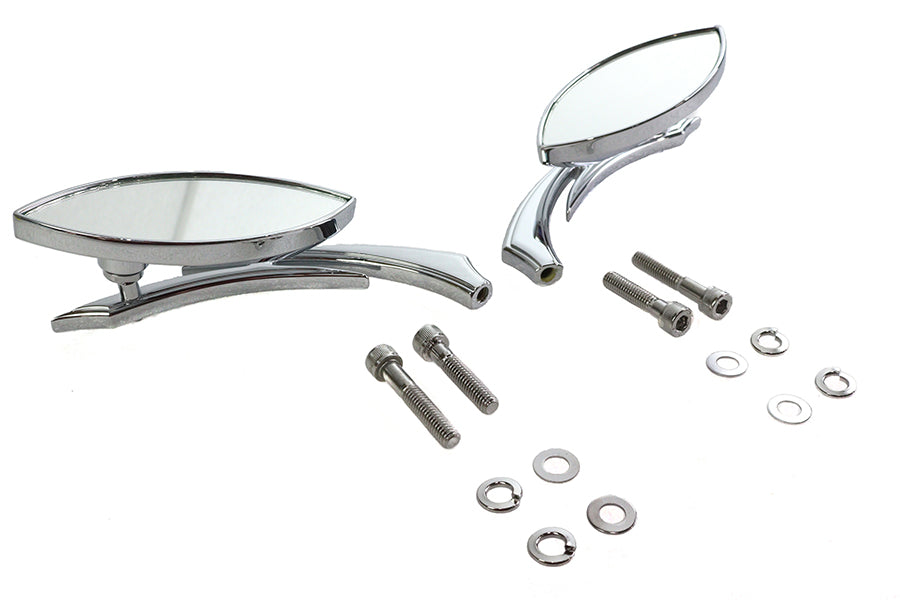 Wyatt Gatling Eagle Eye Mirror Set Billet Chrome with Sickle Stems for Harley Davidson by Wyatt Gatling