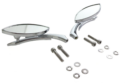 Wyatt Gatling Eagle Eye Mirror Set Billet Chrome with Sickle Stems for Harley Davidson by Wyatt Gatling