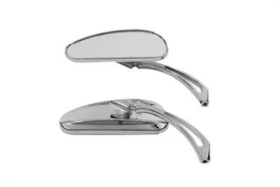 Wyatt Gatling Deco Mirror Set Billet Chrome Part 76541B4 for Harley Davidson (1965-1974 Models) by Wyatt Gatling