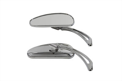 Wyatt Gatling Deco Mirror Set Billet Chrome Part 76541B4 for Harley Davidson (1965-1974 Models) by Wyatt Gatling