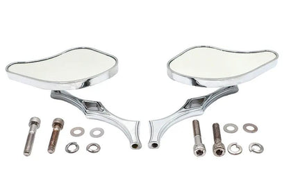Wyatt Gatling Pork Chop Mirror Set with Diamond Style Billet Stems for Harley Davidson by Wyatt Gatling